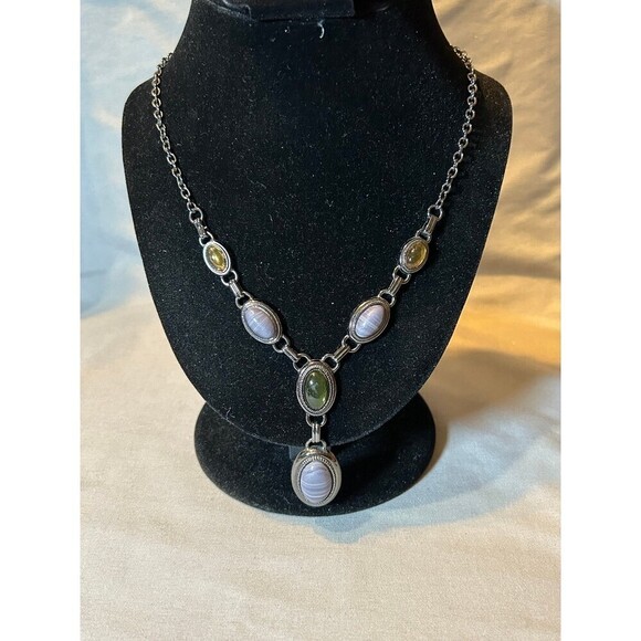 Black Tone and Stone Necklace - Picture 1 of 5